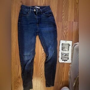 SO Blue High Rise Jeggings with Gold Stitching